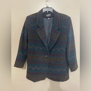 Braetan Women’s Wool Blazer Southwest Aztec Lined Size XL